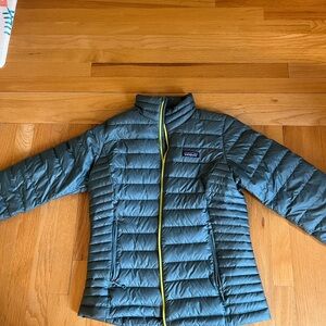 Patagonia Down Sweater Jacket - Green with Yellow Accents